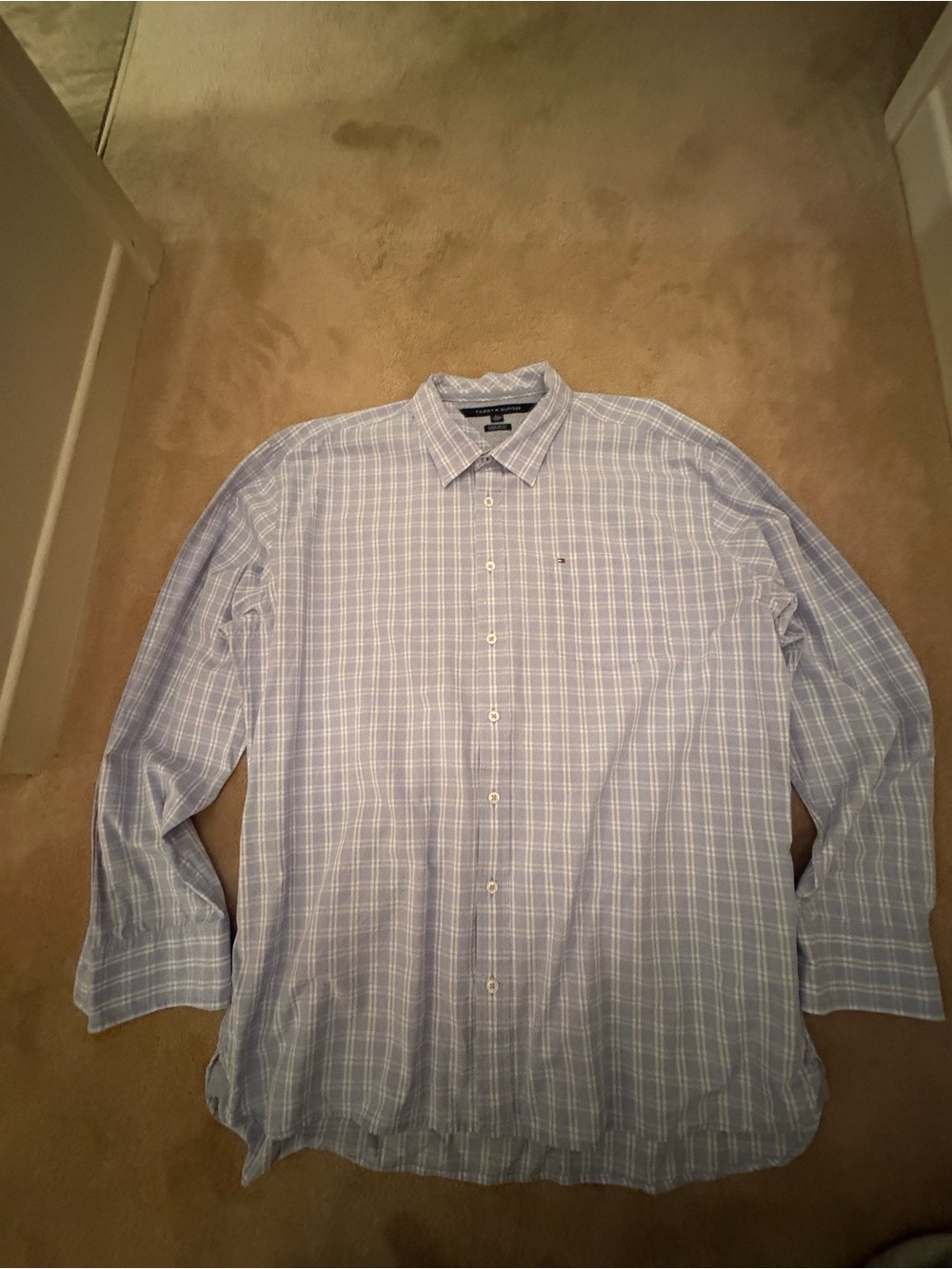 Tommy Hilfiger Light Blue Plaid Dress Shirt